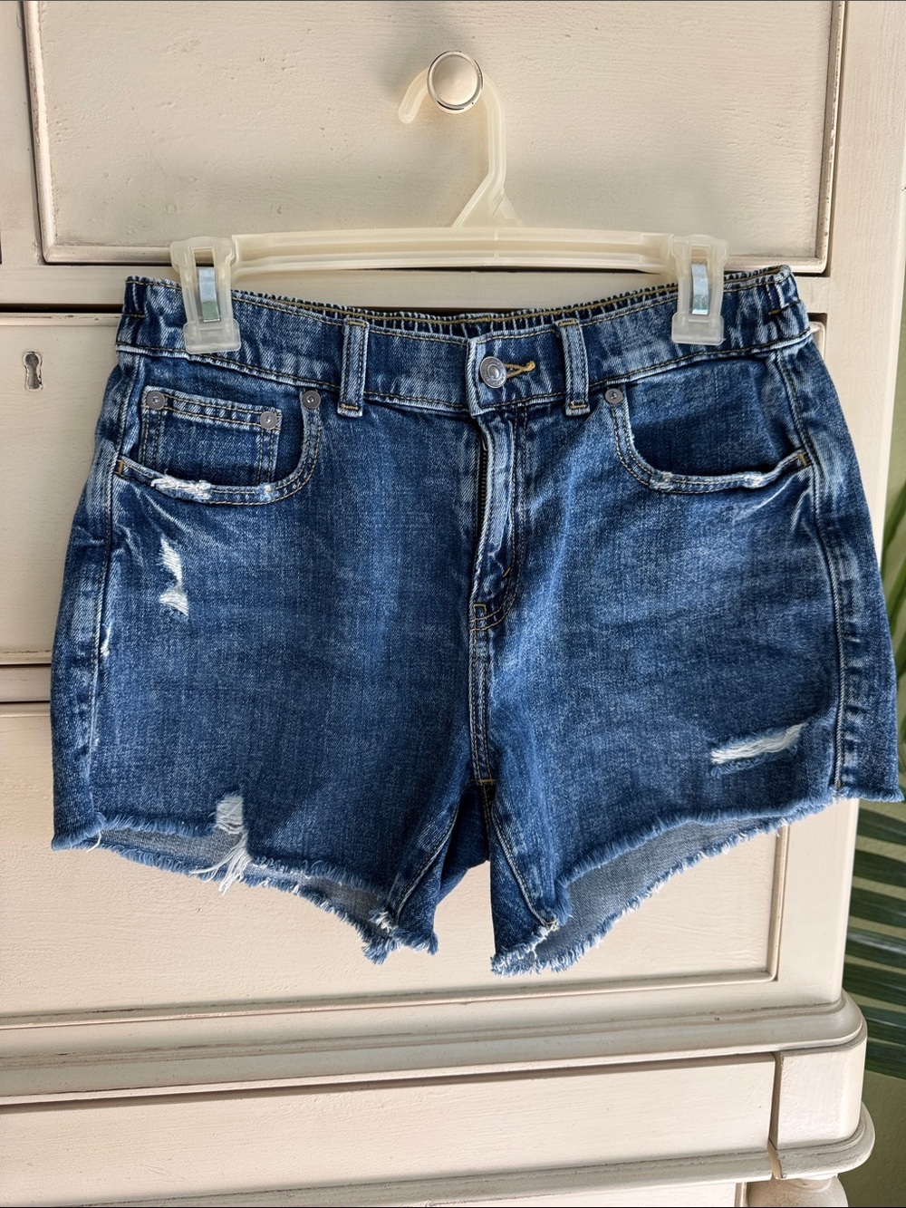 aerie soft dark denim Distressed Jean Shorts Size s